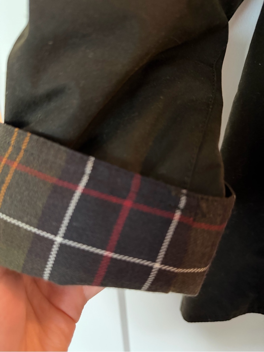 Barbour Dark Olive Waxed Field Jacket with Corduroy Collar - Picture 6 of 8